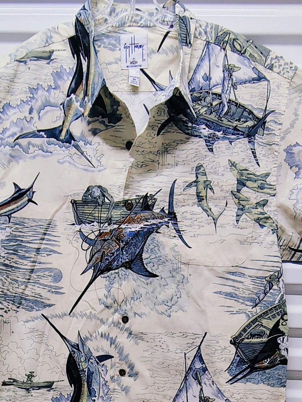 NWOT Guy Harvey 'Santiago's Big Blue' Shirt -Marlin & Shark Fishing IGFA Mens 2X
